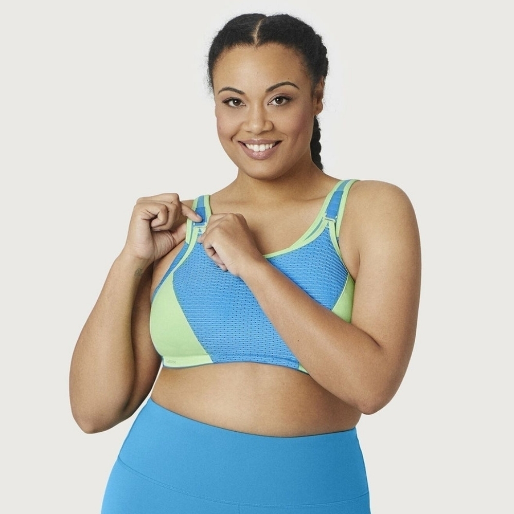 GLAMORISE Blue Green Custom Control High Impact Sports Bra Plus Size 42D